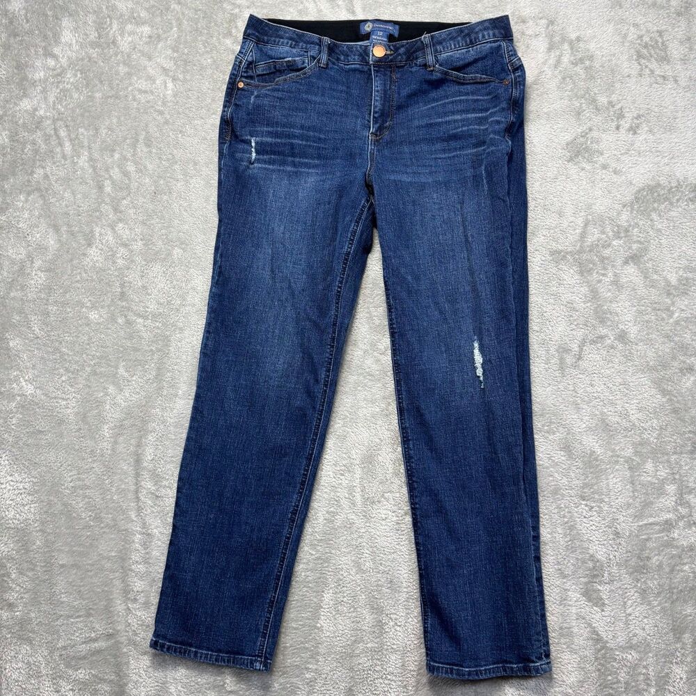 Democracy Jeans Women's 12 Dark Blue Denim "Ab" Solution Distressed 34x28